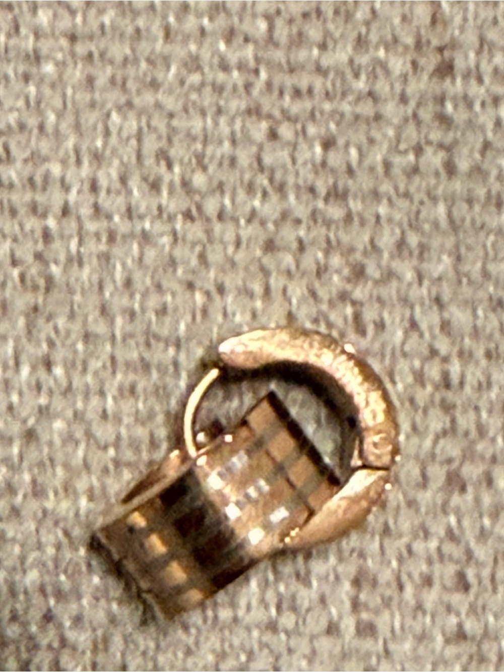 Gold-Tone with silver stripes small Huggie Earring